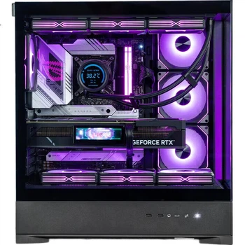 Игровой корпус для настольного компьютера Aigo Starry Sky SE Black с двумя местами для 360-мм водяного охлаждения, поддержка установки на заднюю панель/материнских плат ATX/панорамного обзора 270°/видеокарт 5090