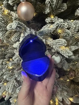 Шкатулка для кольца с подсветкой, коробочка для кольца, коробочка для предложения, черный футляр для кольца