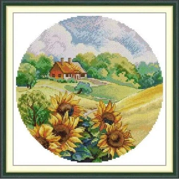Набір для вишивання за нанесеною на канву схемою "Butterflies over flowers (10)". AIDA 14CT printed 19*31 см