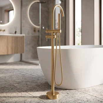 Змішувач для ванни підлоговий Devit Flow 550538BC, brushed gold