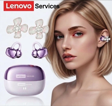 Навушники-кафи Lenovo RS103 + прикраси. Bluetooth 6.0 Purple