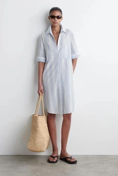 Сукня жіноча COS striped short-sleeved shirt dress 1293706001 44 Різнобарвний