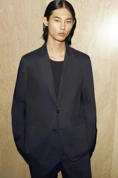 Блейзер чоловічий COS relaxed single-breasted cotton blazer 1265497001 Eur 54 Синій