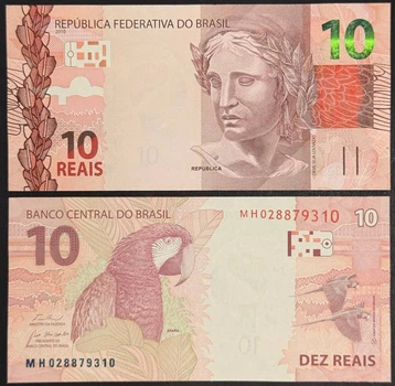 Банкнота Бразилия 10 реалов 2010 г. UNC