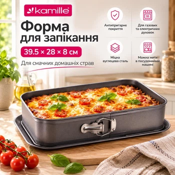 Форма для запекания Kamille 39,5×28×8 см из углеродистой стали KM-6040