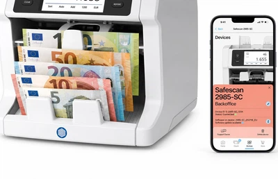 Лічильник банкнот Safescan 2985-SC з подвійним CIS-сканером, зчитуванням серійних номерів і перевіркою за 10 захисними ознаками