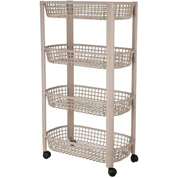 Мобільний кошик на 4 яруси EH Excellent Houseware, 46,5×26×78,8 см, бежевий
