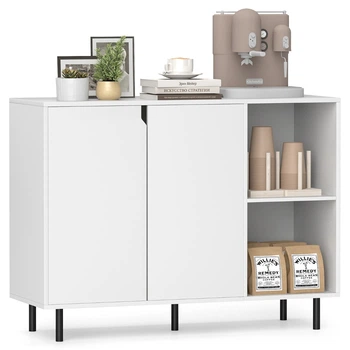 Кухонный комод Costway с 2 дверцами и 3 открытыми боковыми полками, 106×38×80 см, белый