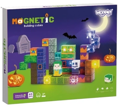 Магнітний конструктор Woopie Halloween зі світними LED-кубиками 58878 63 елементів (5906280658878)