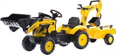 Трактор на педалях Falk Komatsu з причепом та екскаватором Жовтий 2076N (3016202076146)