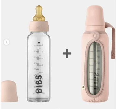 Пляшечка BIBS Baby Glass Bottle повний комплект Blush - 240 ml + Чохол в подарунок