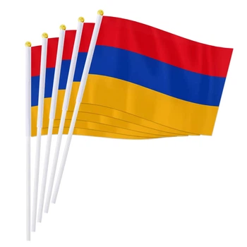Вірменський настільний прапорець, прапор Вірменії 21*14 см на стіл, стяг країни Вірменія на настільній підставці, банер на стенді