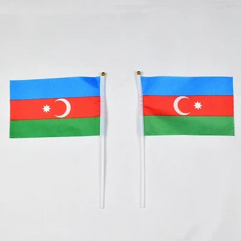 Азербайджанський настільний прапорець, прапор Азербайджану 21*14 см на стіл, стяг країни Азербайджан на настільній підставці