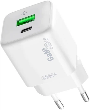 Сетевое зарядное устройство Intaleo GaN3 20W USB-A+USB-C INT-TCGN202CA White (1283126637247)