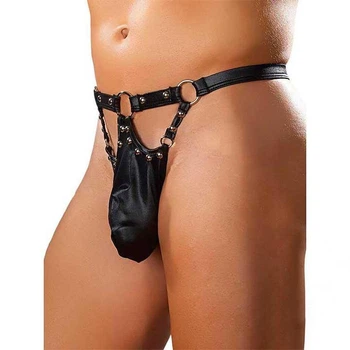Мужские латексные стринги XL-XXL Черный