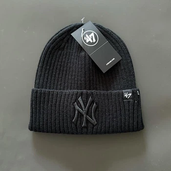 Шапка мужская осень зима New York Yankees черная