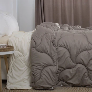 Одеяло всесезонное евроразмера ТЕП 200×210 см, 400 г/м² Duo Season Коричневый с молочным (58770200210)