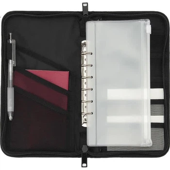 Чохол для документів MUJI, чохол для паспорта з поліестерового волокна, прозора внутрішня кишеня, подарунковий, чорний