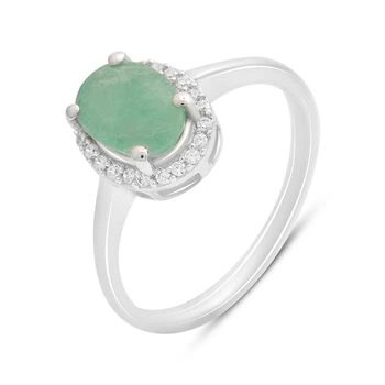 Серебряное кольцо с натуральным изумрудом 1.304ct, вес изделия 2,17 гр (2214182)
