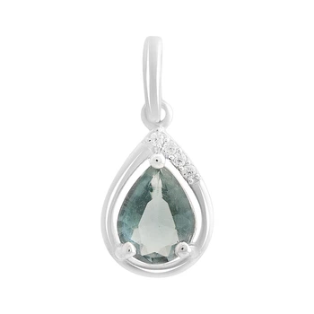 Серебряная подвеска с топазом Лондон Блю 0.844ct, фианитами (2212447)
