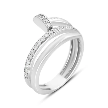 Серебряное кольцо с фианитами, вес изделия 2,23 гр (2209492)