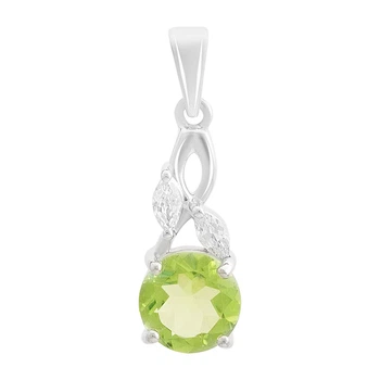 Серебряная подвеска с хризолітом 1.233ct, фианитами (60002473)