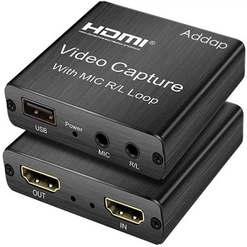 Внешняя карта видеозахвата HDMI-USB Addap VCC-03 4К алюминиевая черная