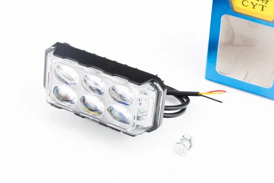 Фара додаткова світлодіодна вологозахисна-6 LED з кріпленням, прямокутна 102x47 мм, з стробоскопом (габарит POLICE)