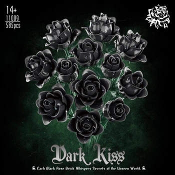 Конструктор «Темний Поцілунок» (Dark Kiss Black Roses) — Букет Чорних Троянд (585 деталей)