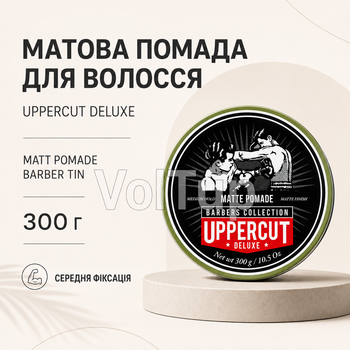 Професійна матова помада UPPERCUT DELUXE Matt Pomade Barber Tin 300 Г на водній основі, стайлінг для барбершопу