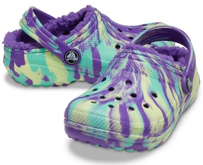Дитячі крокси для дівчинки Crocs Classic Lined Marbled Clog Purple (28/29, фіолетовий)