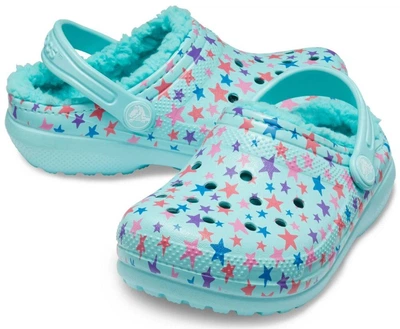 Дитячі крокси для дівчинки Crocs Classic Lined Printed Ice Blue (27/28, блакитні)