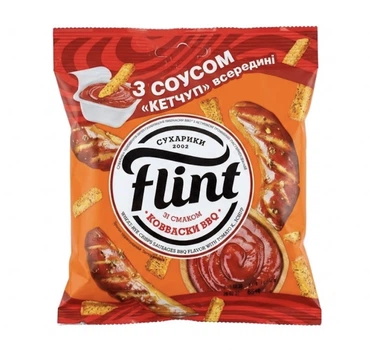Сухарики Flint соус 65г ковбаски BBQ