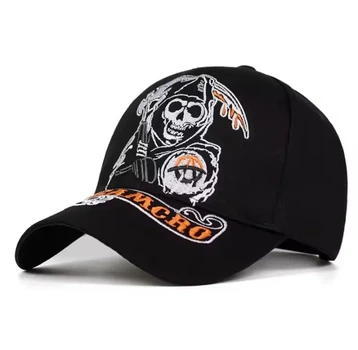 Бейсболка Samcro чорна з вишивкою черепа,регульована кепка 56–60 см,унісекс, бавовняна кепка з вигнутим козирком