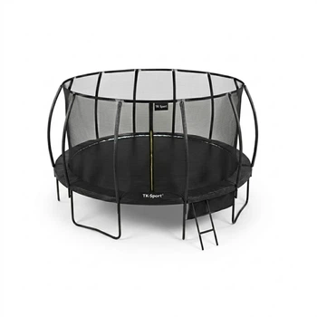 Батут TK-Sport диаметр 244 см (8ft) с защитной сеткой и лестницей пружинный черный для дачи