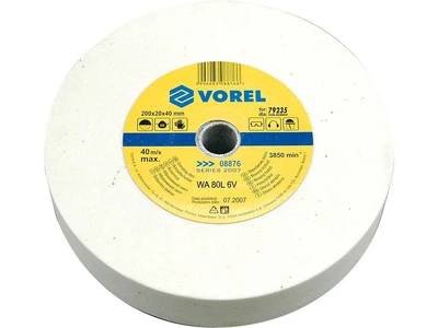 Круг для точила VOREL 200 x 40 x 20 мм белый мелкозернистый по металлу 08876