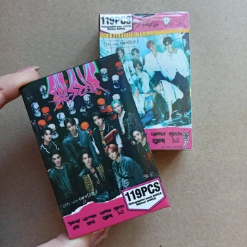Голографічні ломо карти Стрей кідз (рожеві) Lomo cards Stray Kids Rock star 55 карт +64 стікери 4646