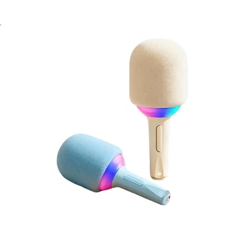 Микрофон Quanmin MB31 караоке беспроводной Bluetooth со встроенной колонкой, цвет жасминовый белый, детский