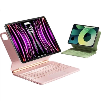Чехол-клавиатура BOW Hangshi HB354 для iPad Air 5/6/7 и Pro 10.9 и 11 дюймов с Bluetooth и тачпадом, фиолетовый
