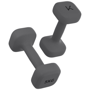 Гантелі Keep 2 x 5 кг, сірі, у вініловому покритті, кам'яно-сірі, квадратні
