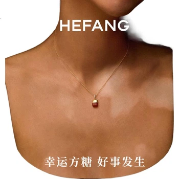 Колье HEFANG с подвеской в виде сахарного кубика на цепочке, женское