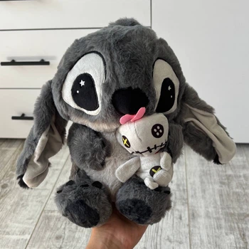 Мягкая плюшевая игрушка Серый Стич (Stitch) с куклой Скрамп, пушистый инопланетянин Лило и Стич Дисней (Disney)