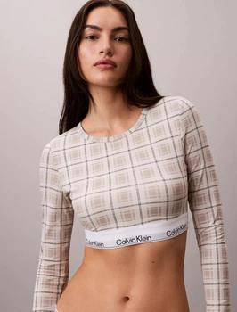 Женский укороченный лонгслив Calvin Klein со вшитыми чашечками 1159962391 (Бежевый M)