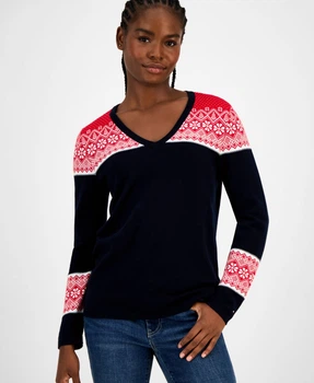 Женский свитер Tommy Hilfiger с узором 1160647004 (Синий S)