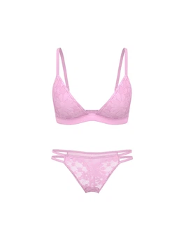 Комплект белья с пайетками Victoria's Secret Pink бюстгальтер и трусики тонг 1161149835 (Сиреневый L)
