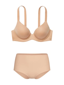 Женский комплект белья Victoria's Secret лиф Push-Up и трусики брифы 1161481838 (Бежевый 34D/M)