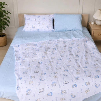 Комплект постільної білизни Муслін-Поплін Sleepy Bear 110х140 см Блакитний
