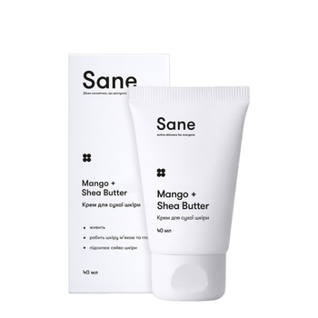 Крем для сухой кожи лица Sane с маслом манго и ши, 40 мл