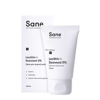 Крем для жирной кожи лица Sane с лецитином, морскими водорослями, 40 мл