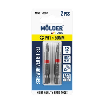 Набір біт MOLDER, PH1x50мм, 2шт в блістері (кольорове маркування)